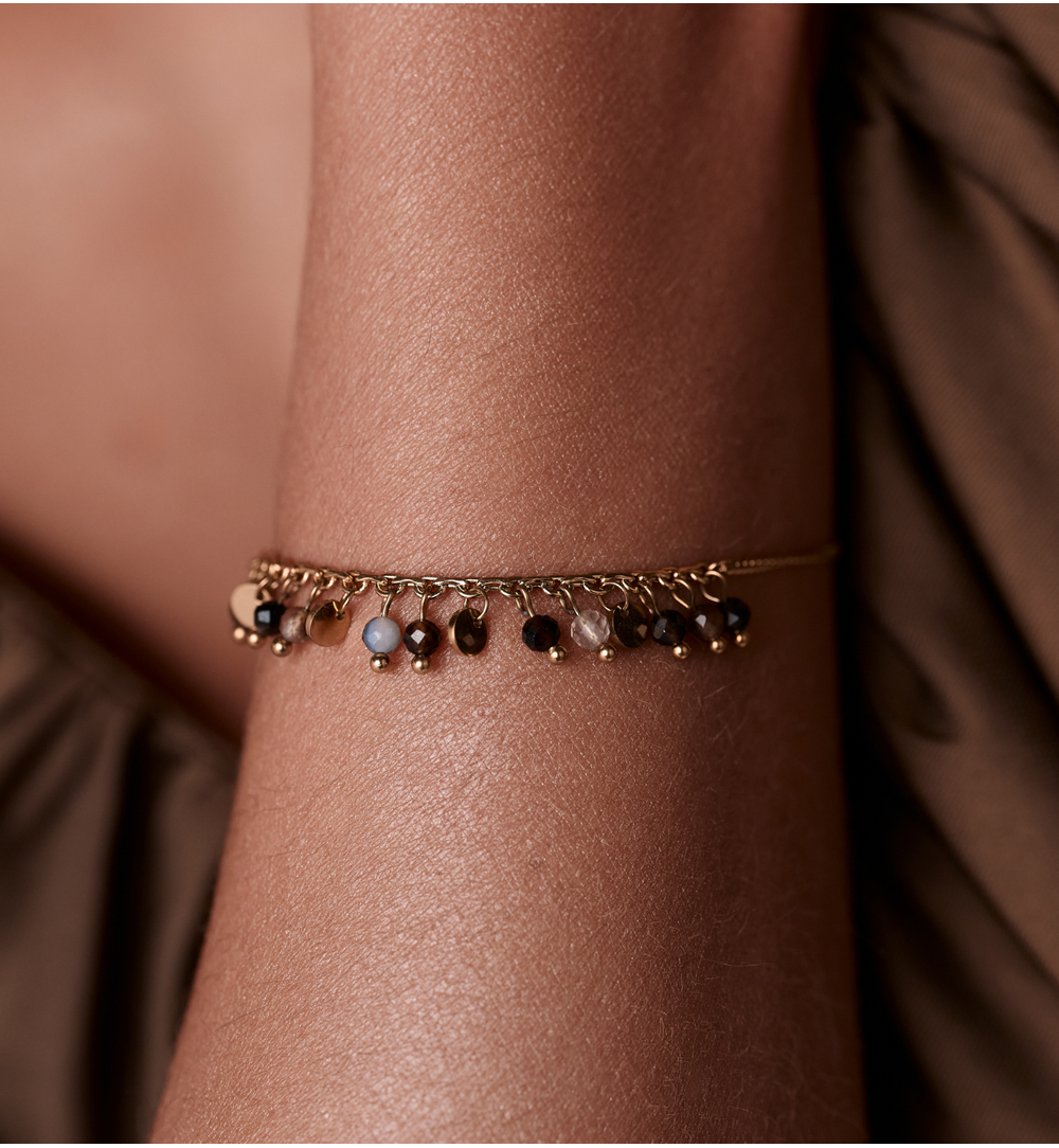 Bransoletka z czarnymi agatami Paradise Jewels BPA0447