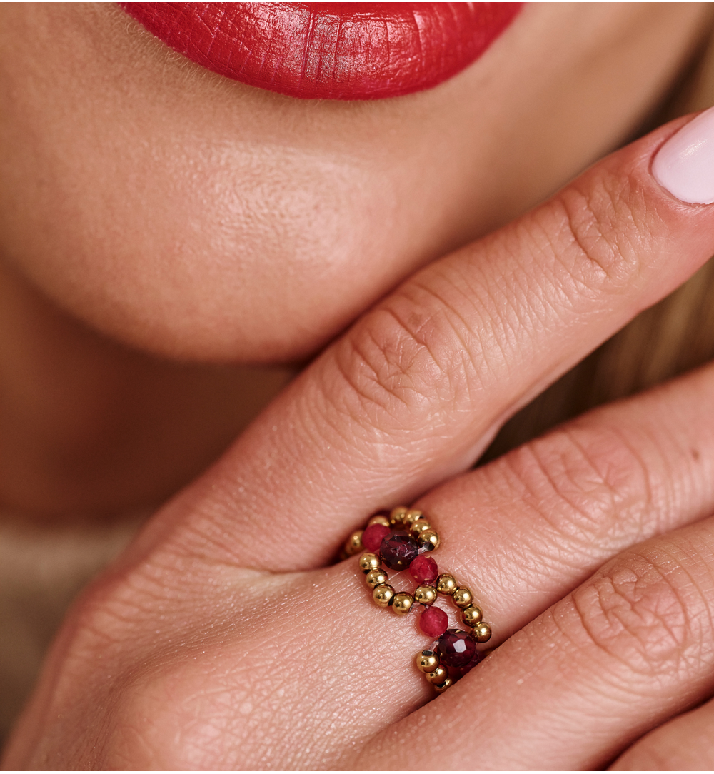 Pierścionek elastyczny bordowy PSC0718