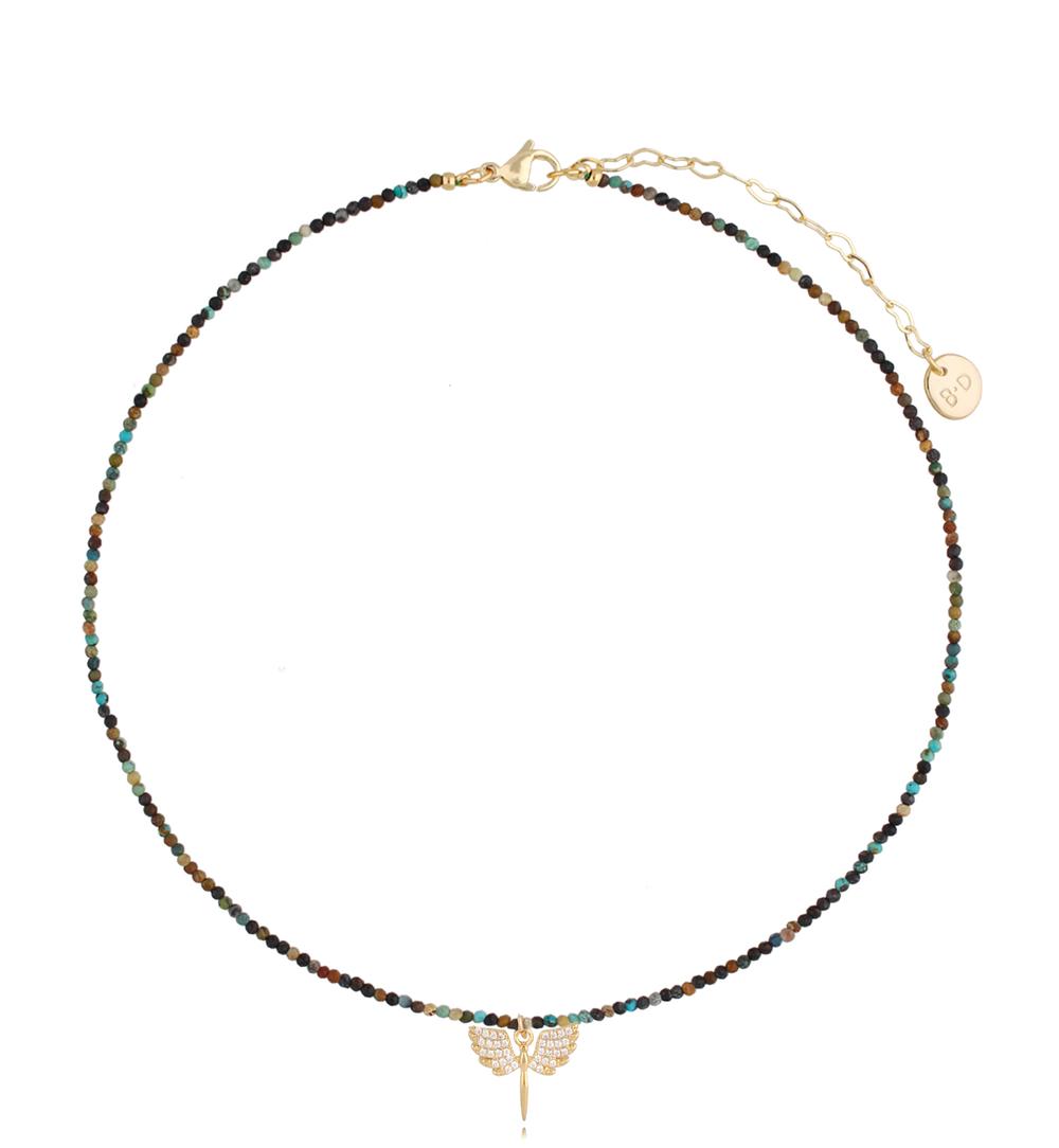 Naszyjnik z turkusami i skrzydełkami Lifestyle NTW0711