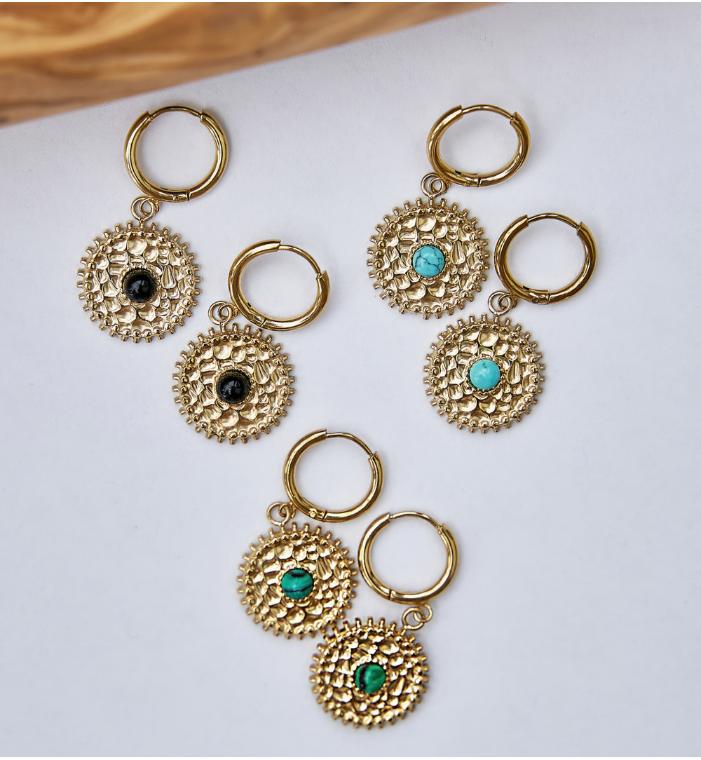 Kolczyki złote z turkusami Jung KSY0009