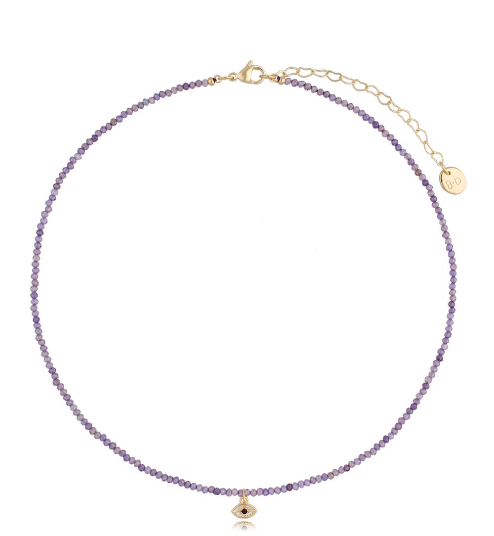 Naszyjnik fioletowy z cyrkoniami i okiem Lifestyle NTW0737