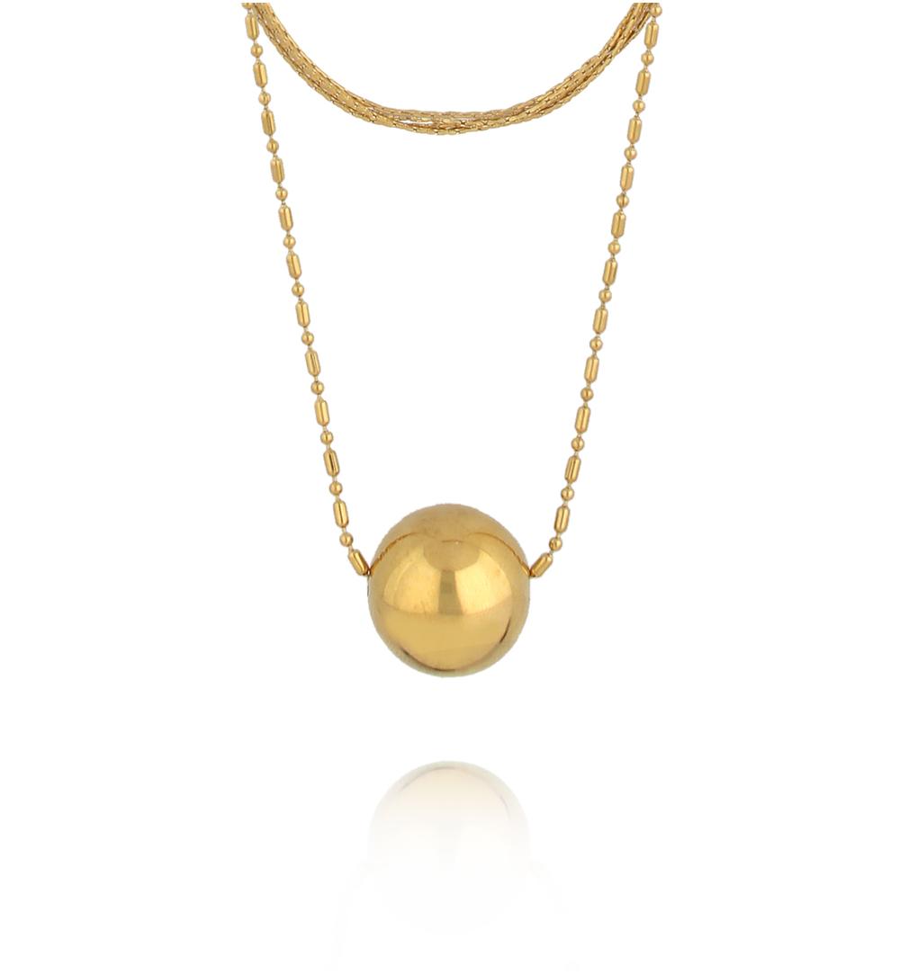 Naszyjnik podwójny z kulką złoty NSY0573