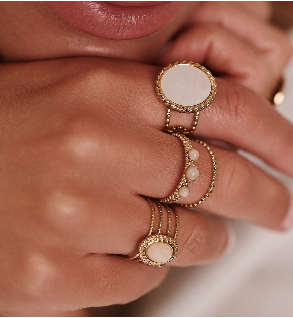 Pierścionek szeroki z jadeitem złoty PEA0047