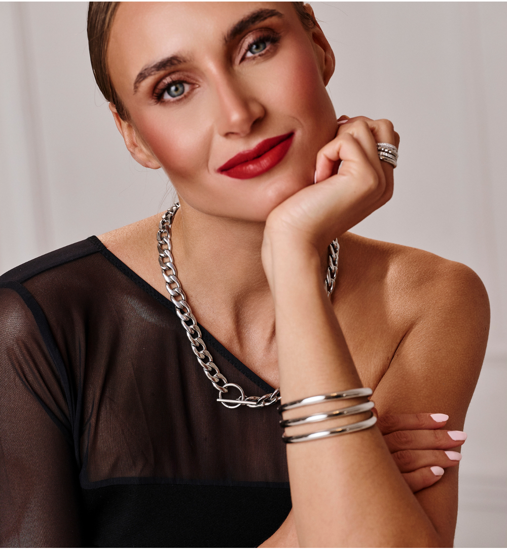 Bransoletka obręcz srebrna potrójna BSY0467