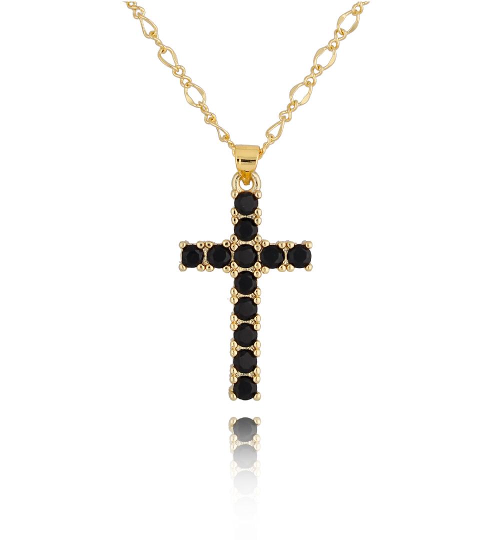 Naszyjnik z czarnym krzyżykiem Madeline NRG0454