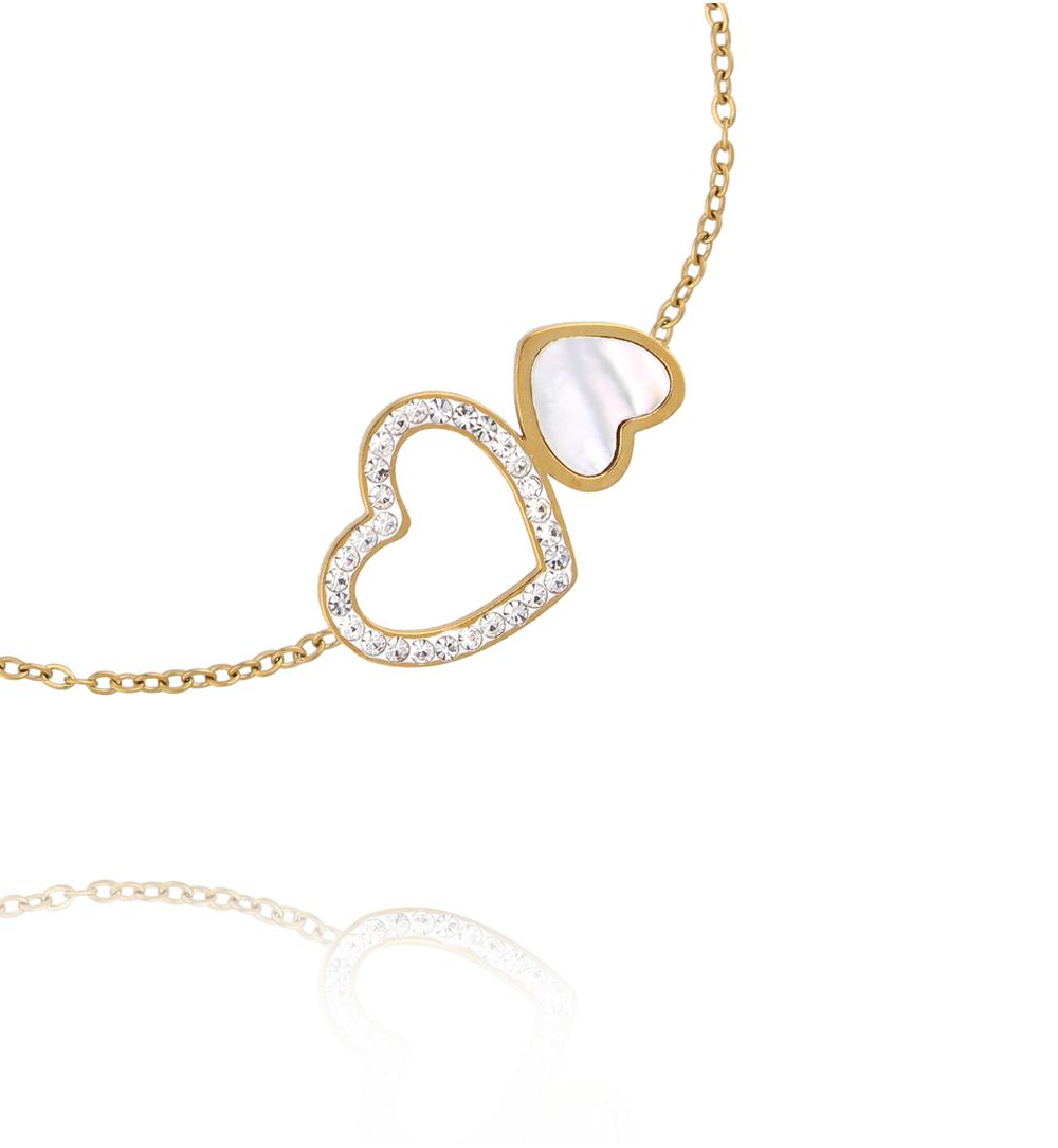 Bransoletka z podwójnym sercem złota BSY0598