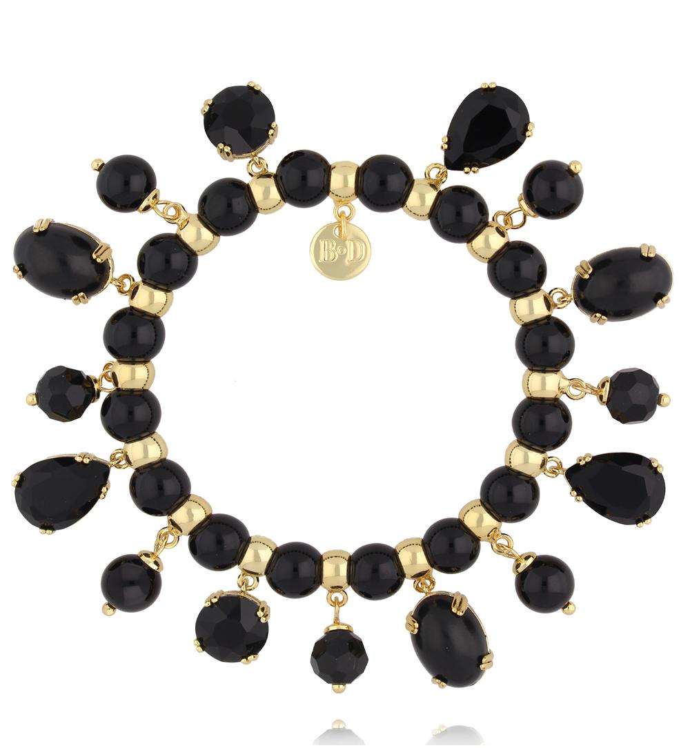 Bransoletka złota z czarnymi kryształkami BSS0266