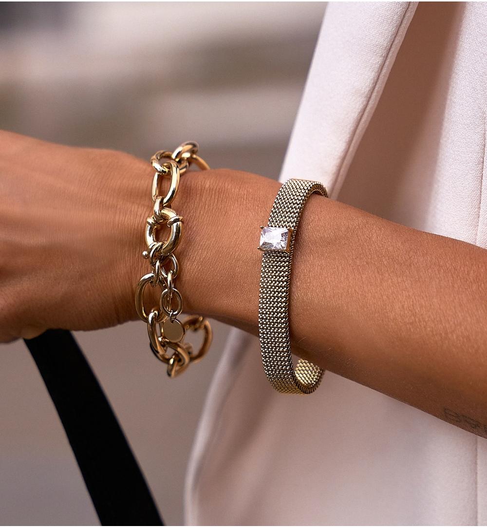 Bransoletka złota z cyrkonią Chic Stainless BSA0653
