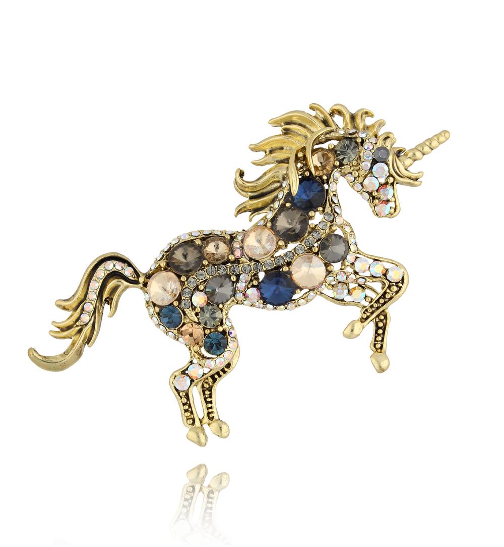 Broszka ze złotym jednorożcem Licorne BRSS0206