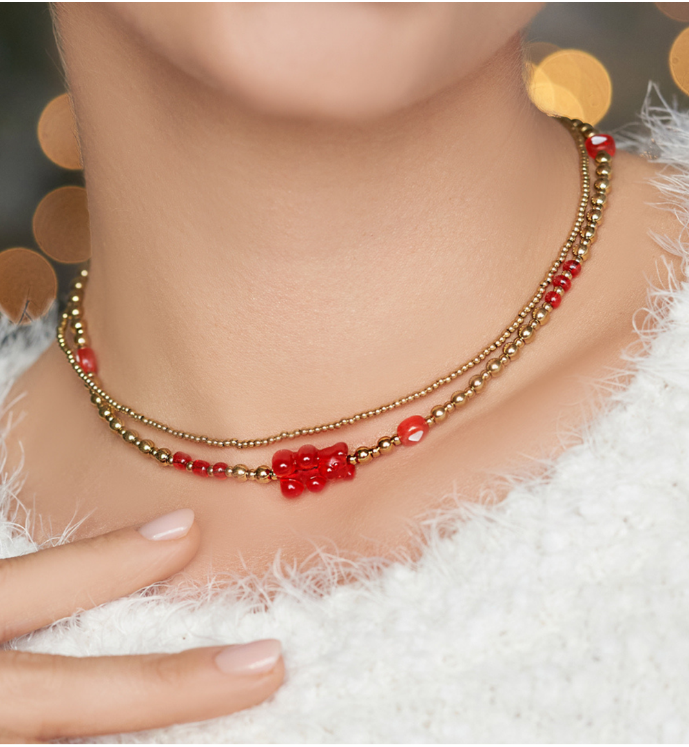 Naszyjnik z czerwonym misiem Bear NSC0201