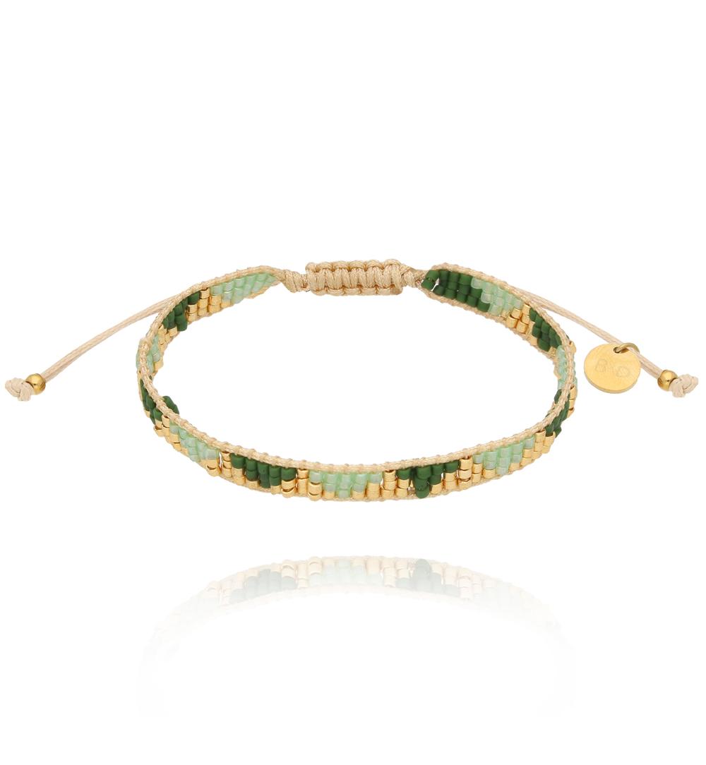 Bransoletka zielono złota z koralikami Miyuki Naoko BSC1612