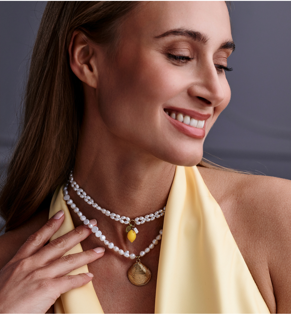 Naszyjnik z cytryną i perełkami Limau NSC0356