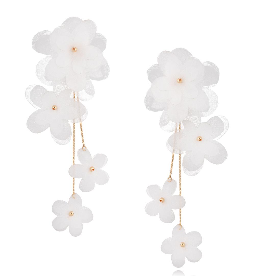 Kolczyki satynowe kwiaty  Blossom White Primerose KBL0871