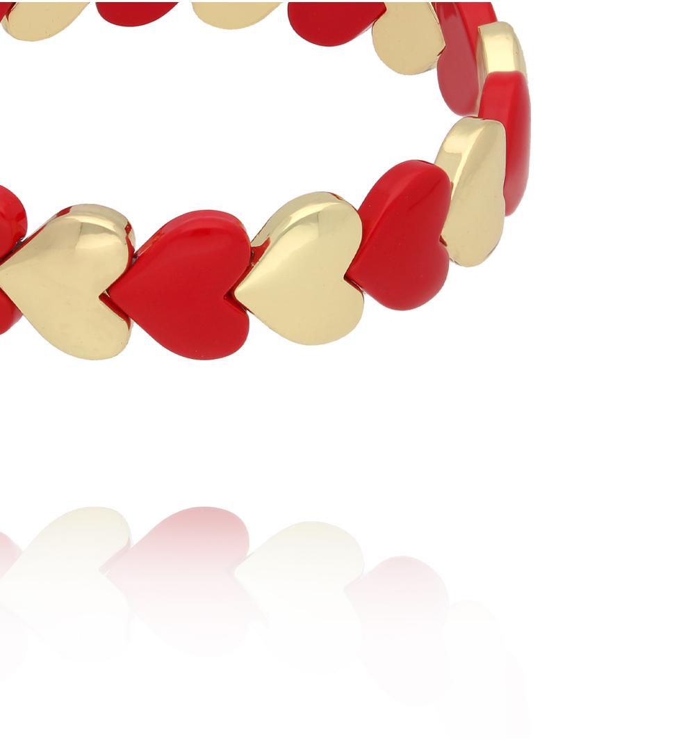Bransoletka z czerwono-złotych serduszek BCR0033
