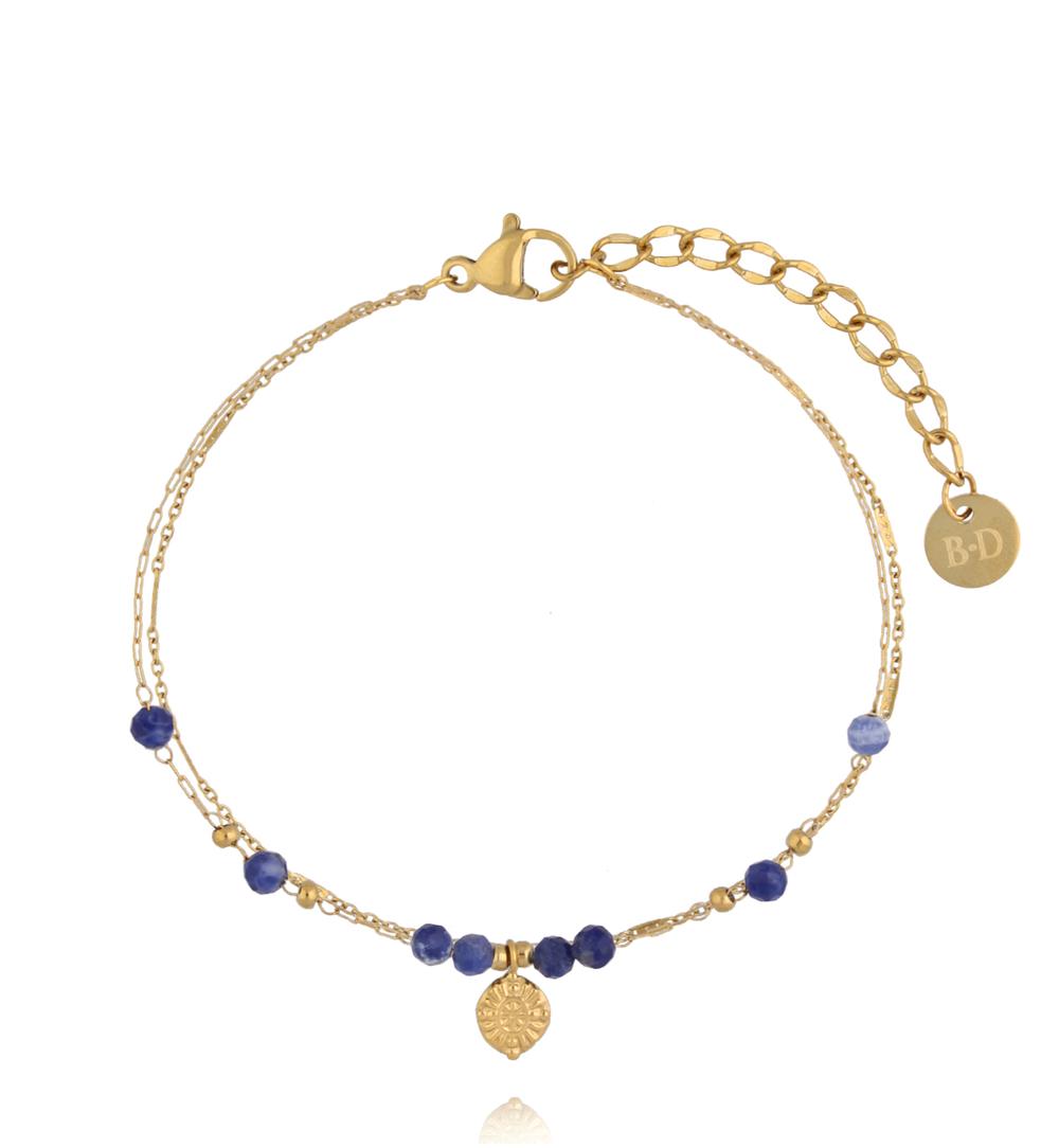 Bransoletka z lapisami i złotą zawieszką BEA0104