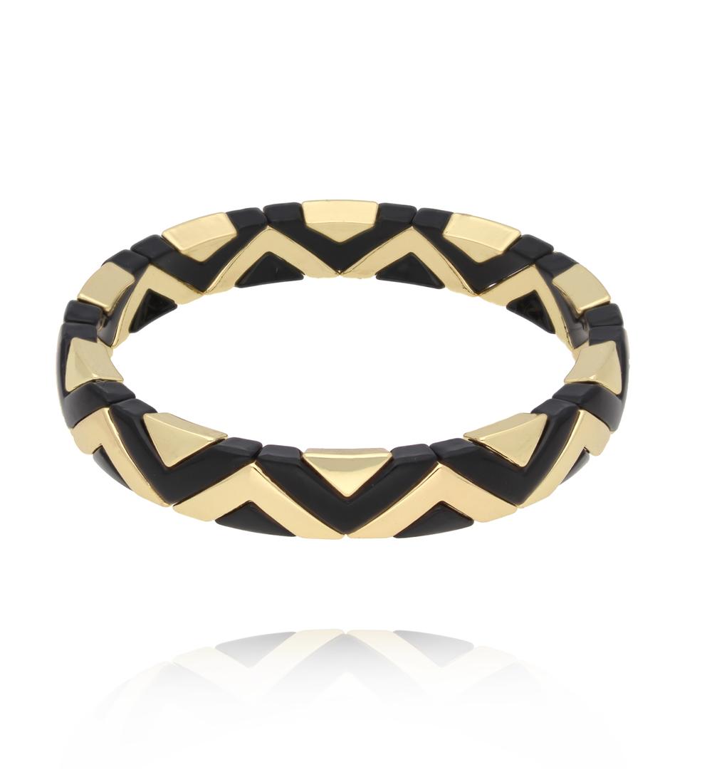 Bransoletka elastyczna w czarno-złotym odcieniu BCR0039