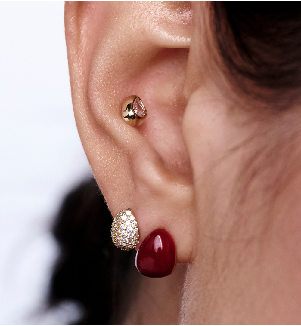 Zestaw kolczyków bordowo kryształowych KMB0047