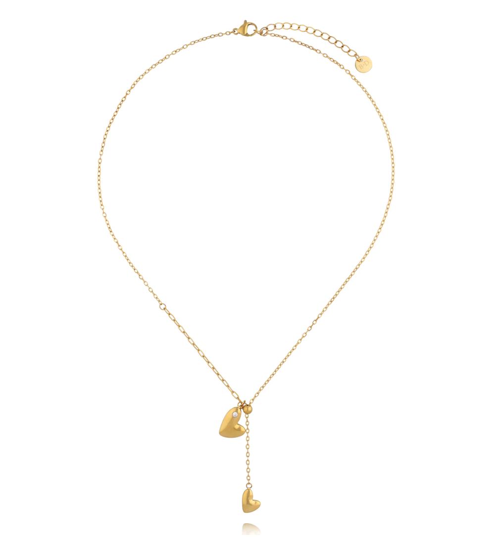 Naszyjnik z sercami i wiszącym łańcuszkiem NSY0839