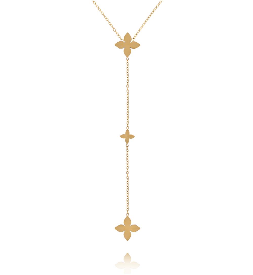 Naszyjnik z krawatkami i koniczynkami w kolorze złota NSY0891