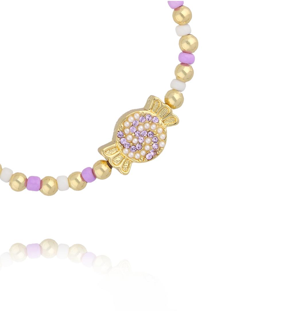 Bransoletka dla dziewczynki kolorowa z zawieszką BSS0294