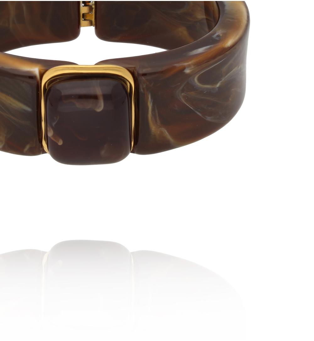 Bransoletka w odcieniu  czekoladowego brązu z prostokątnym zapięciem BEU0013