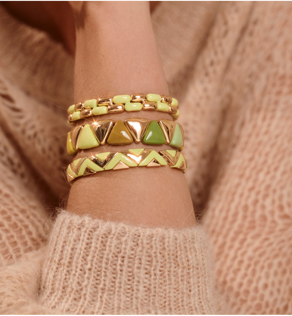 Zestaw bransoletek w odcieniach limonki i złota ZN0092