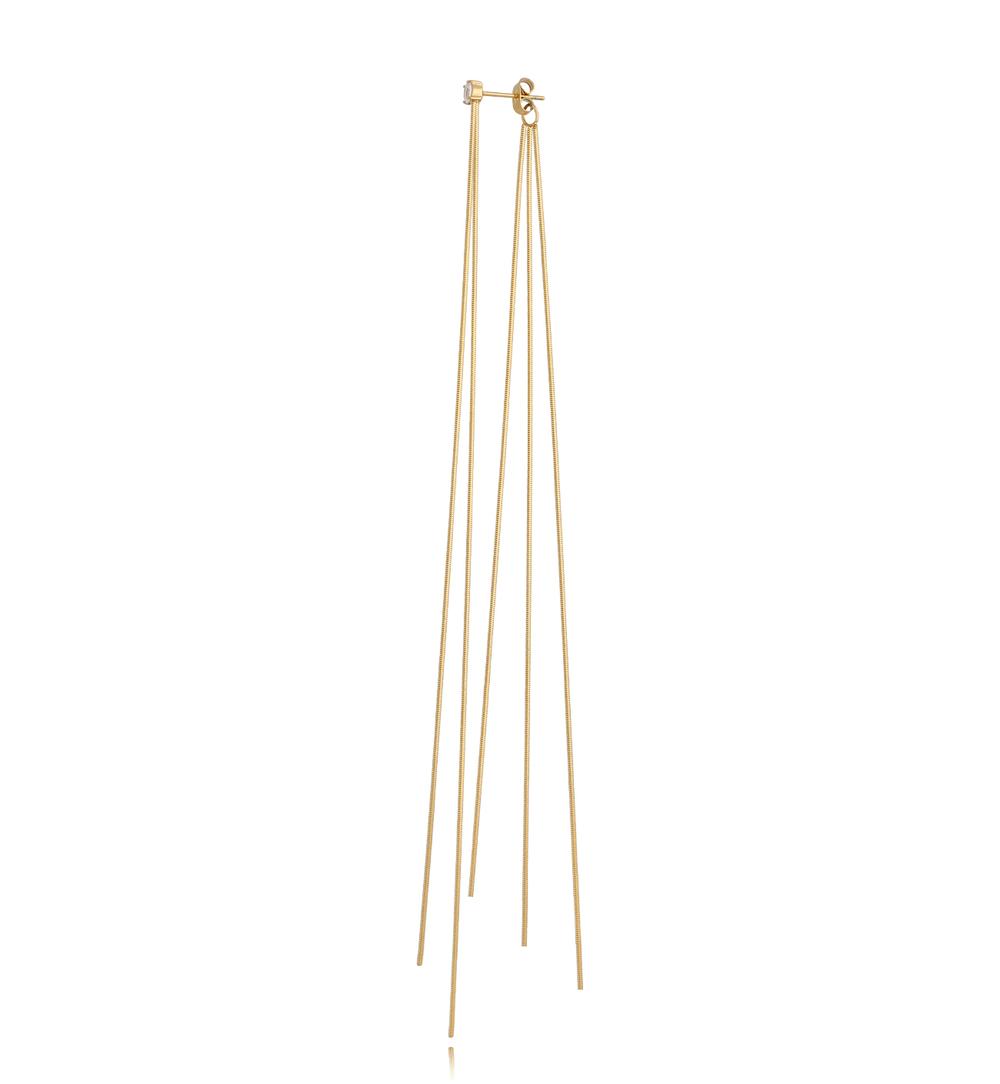 Kolczyk złoty podwójny Long Chains KSA0747