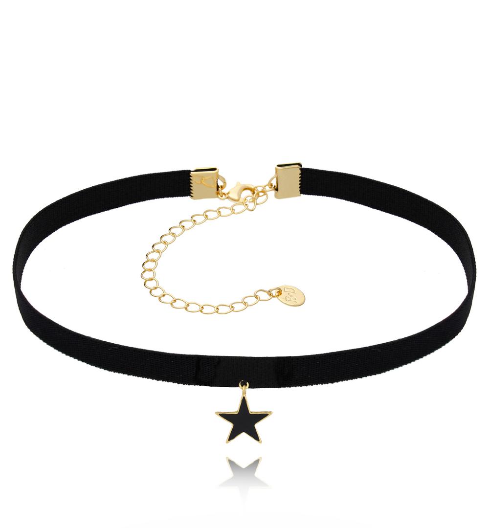 Choker czarny z tasiemką i gwiazdką Black Star NS0169