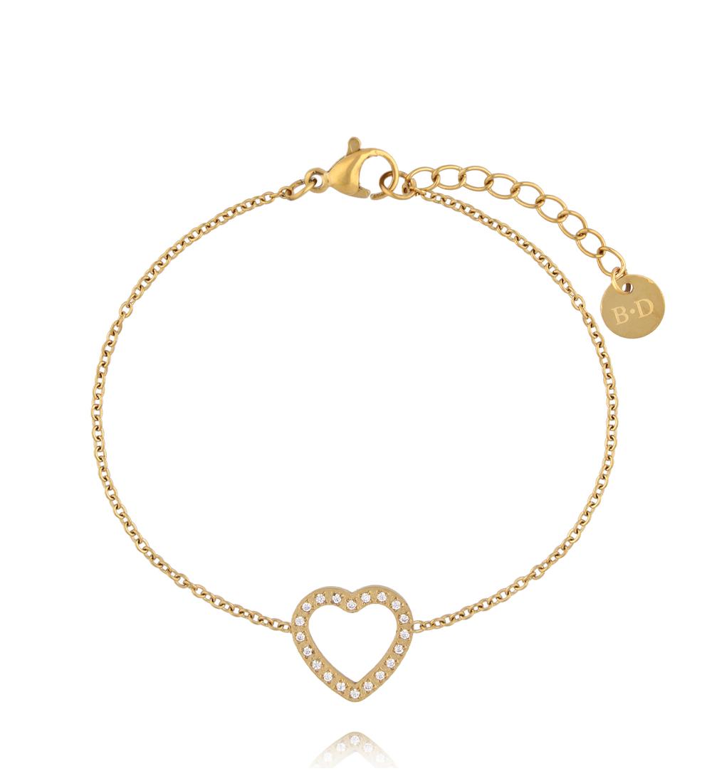 Bransoletka z ażurowym sercem i kryształkami BSY0621