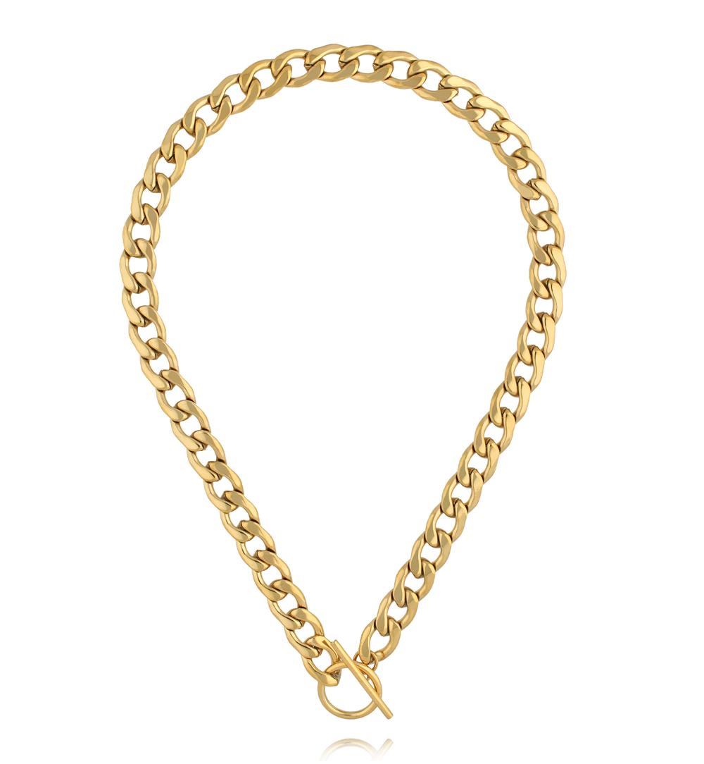 Naszyjnik typu curb w kolorze złotym NSY0587