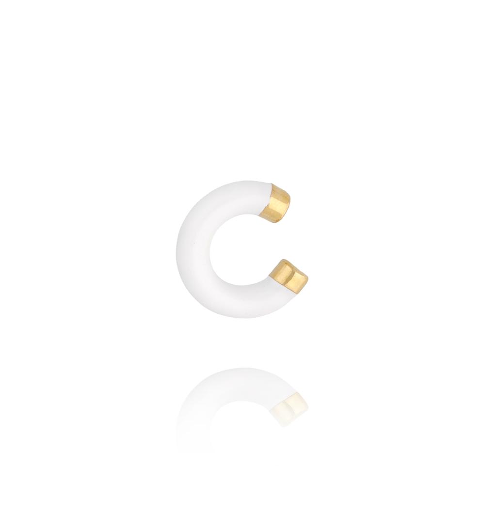 Nausznica z białą emalią Enamel KSA0917