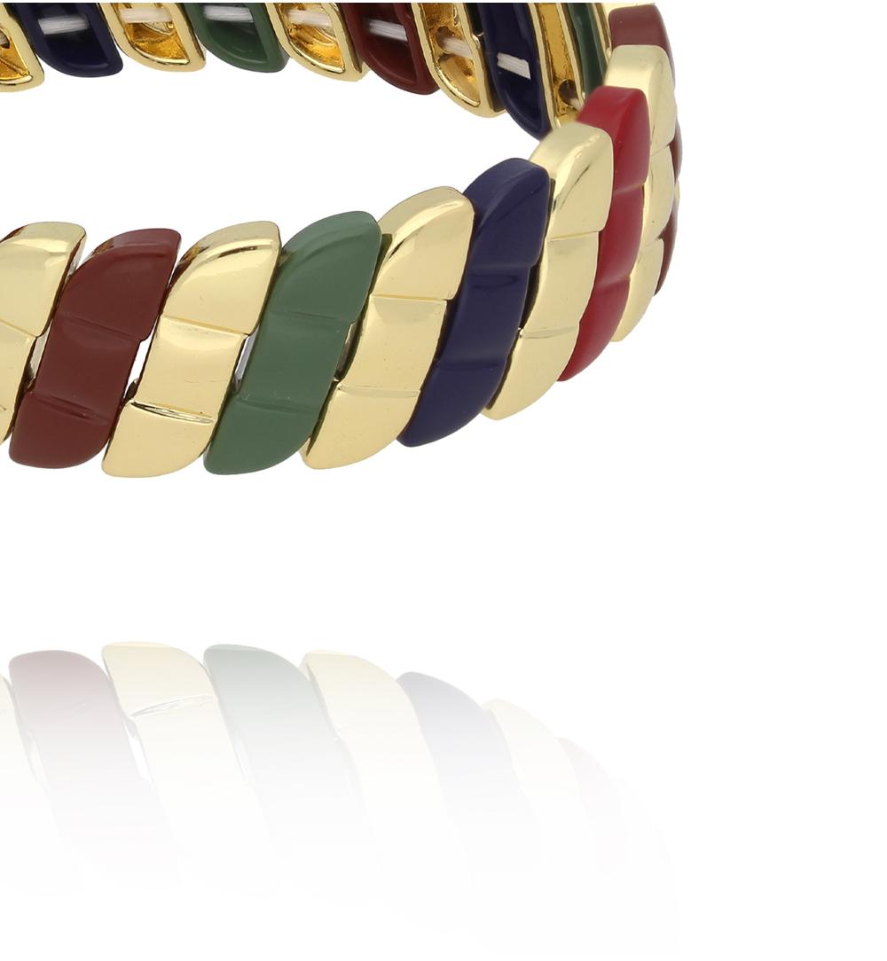 Bransoletka bordowo zielono granatowa ze złotem BCR0061