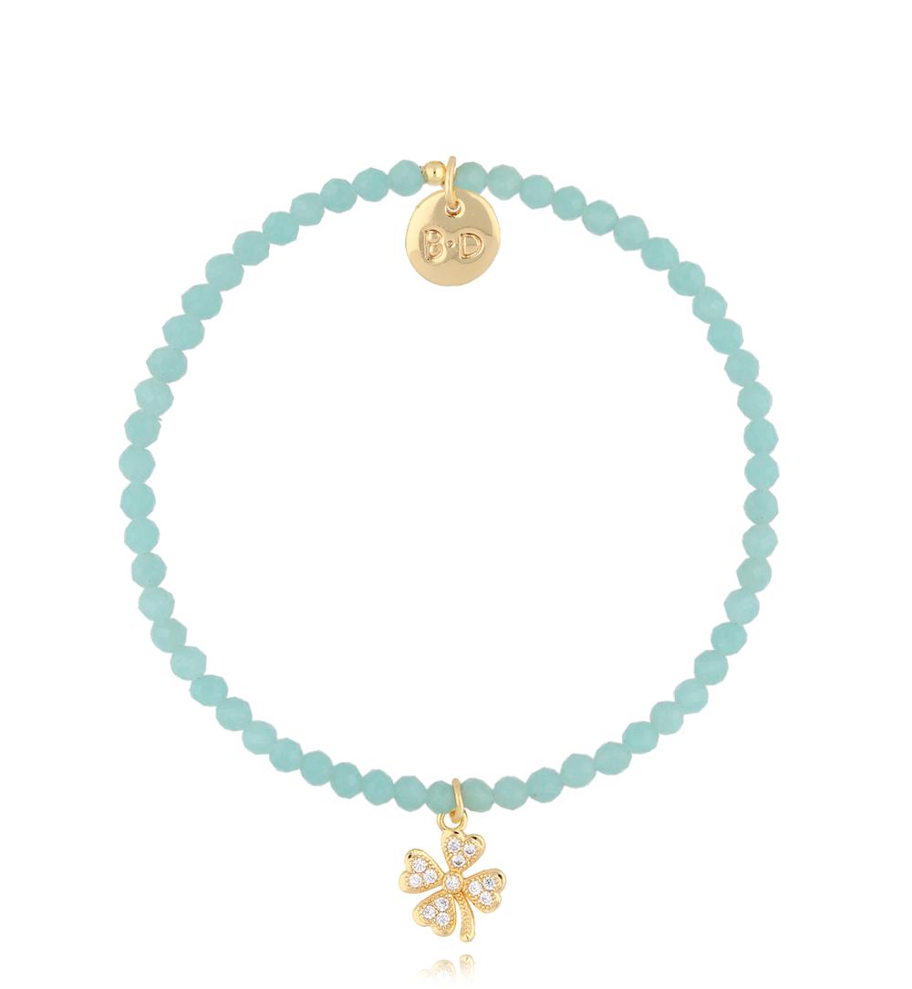 Bransoletka turkusowa z koniczynką Alfdis BTW1998