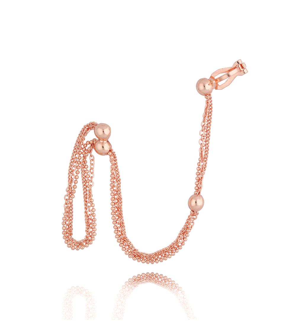 Kolczyki z nausznicą różowe złoto Yazmin KRG0877