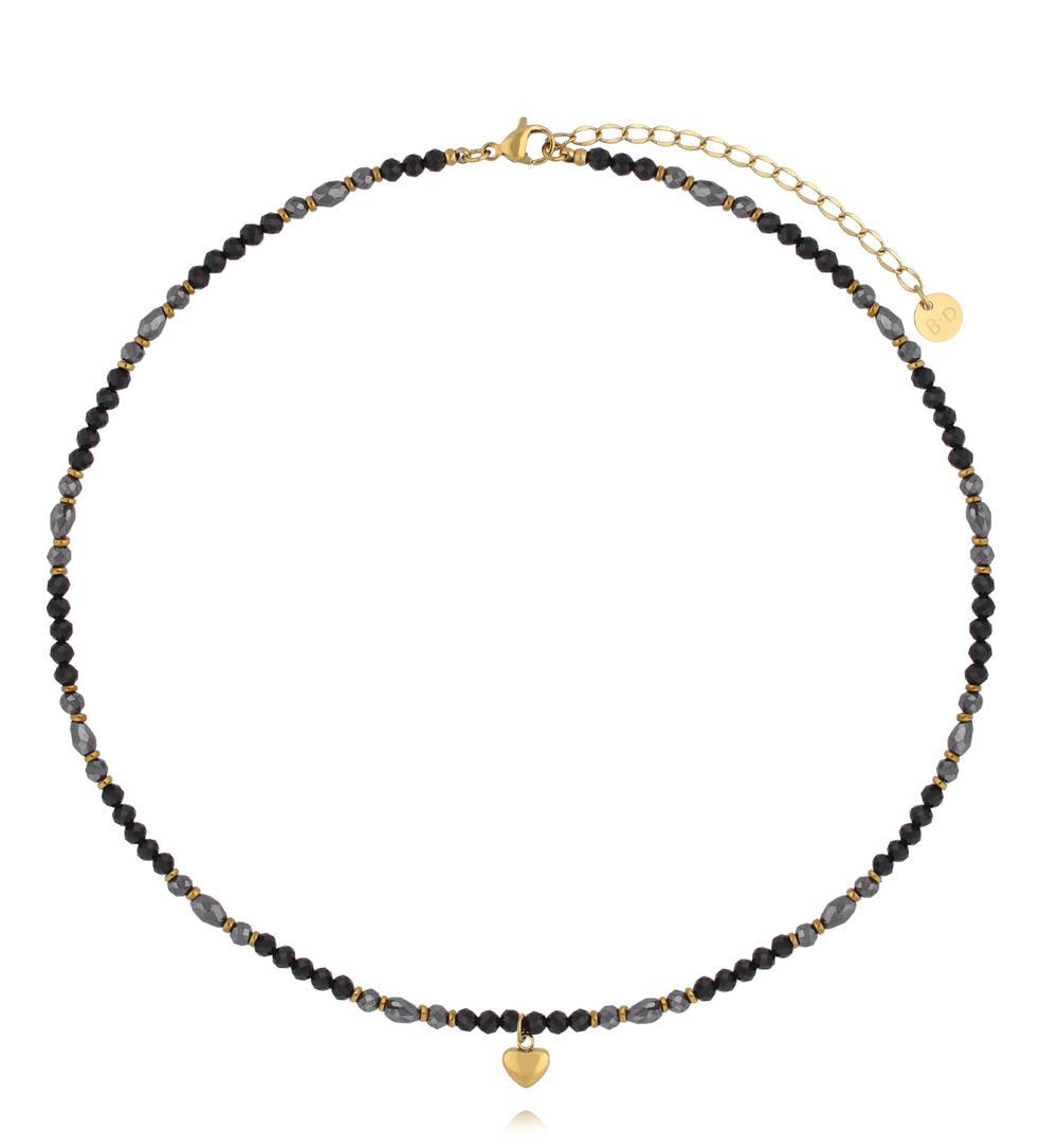 Naszyjnik z hematytami i sercem NTW1663
