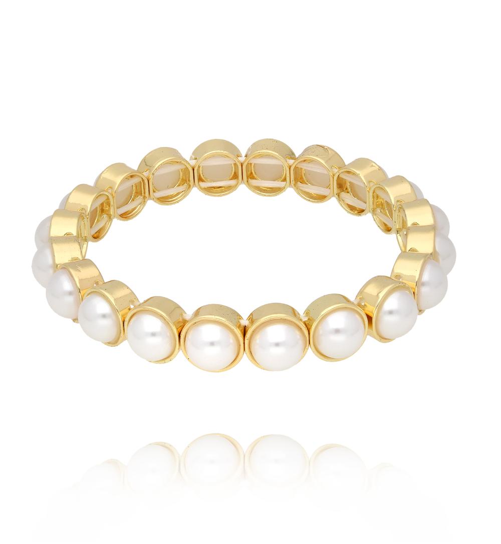 Bransoletka z perłami w złotych oprawach BCR0024