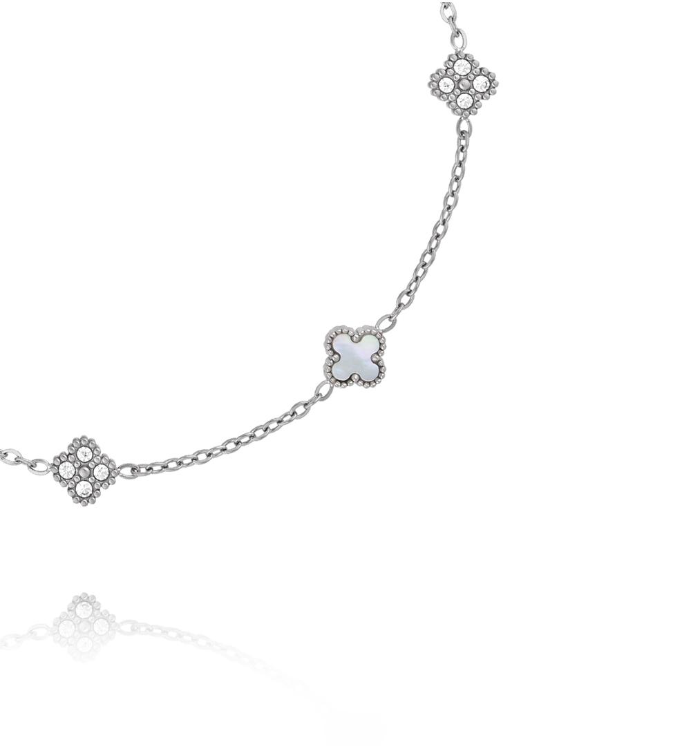 Bransoletka srebrna z koniczynkami i cyrkoniami BSY0538