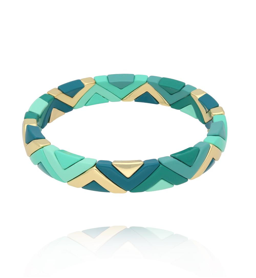 Bransoletka w odcieniach morskiej zieleni i złota BCR0047