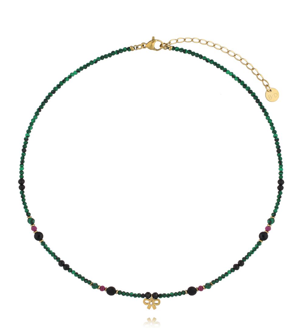 Naszyjnik zielony z kokardką NTW1541