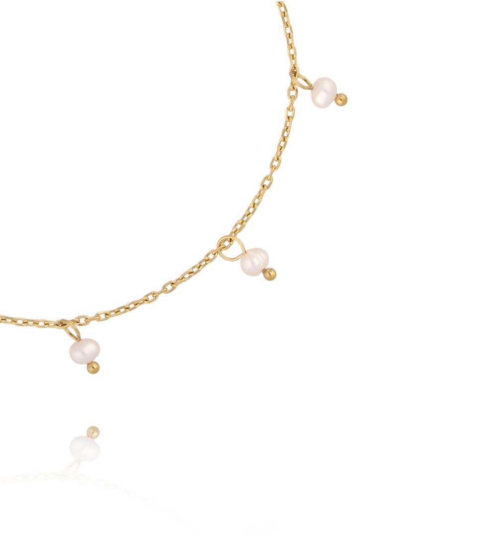 Bransoletka złota z perełkami delikatna BSY0404