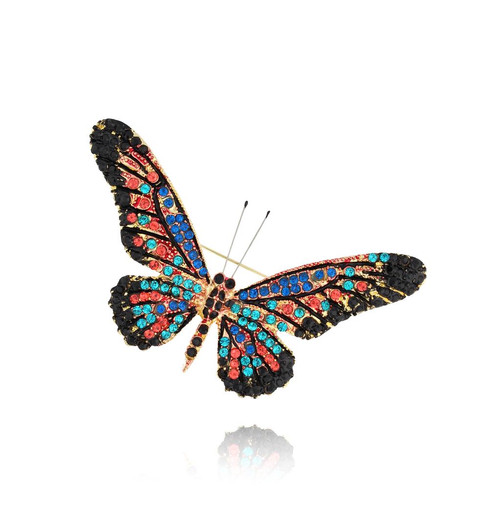 Broszka z kolorowym motylem Papillon II BRPI0015