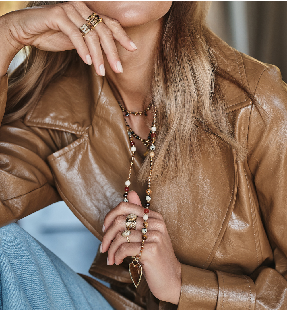 Naszyjnik z tygrysim okiem i sercem NSC0630