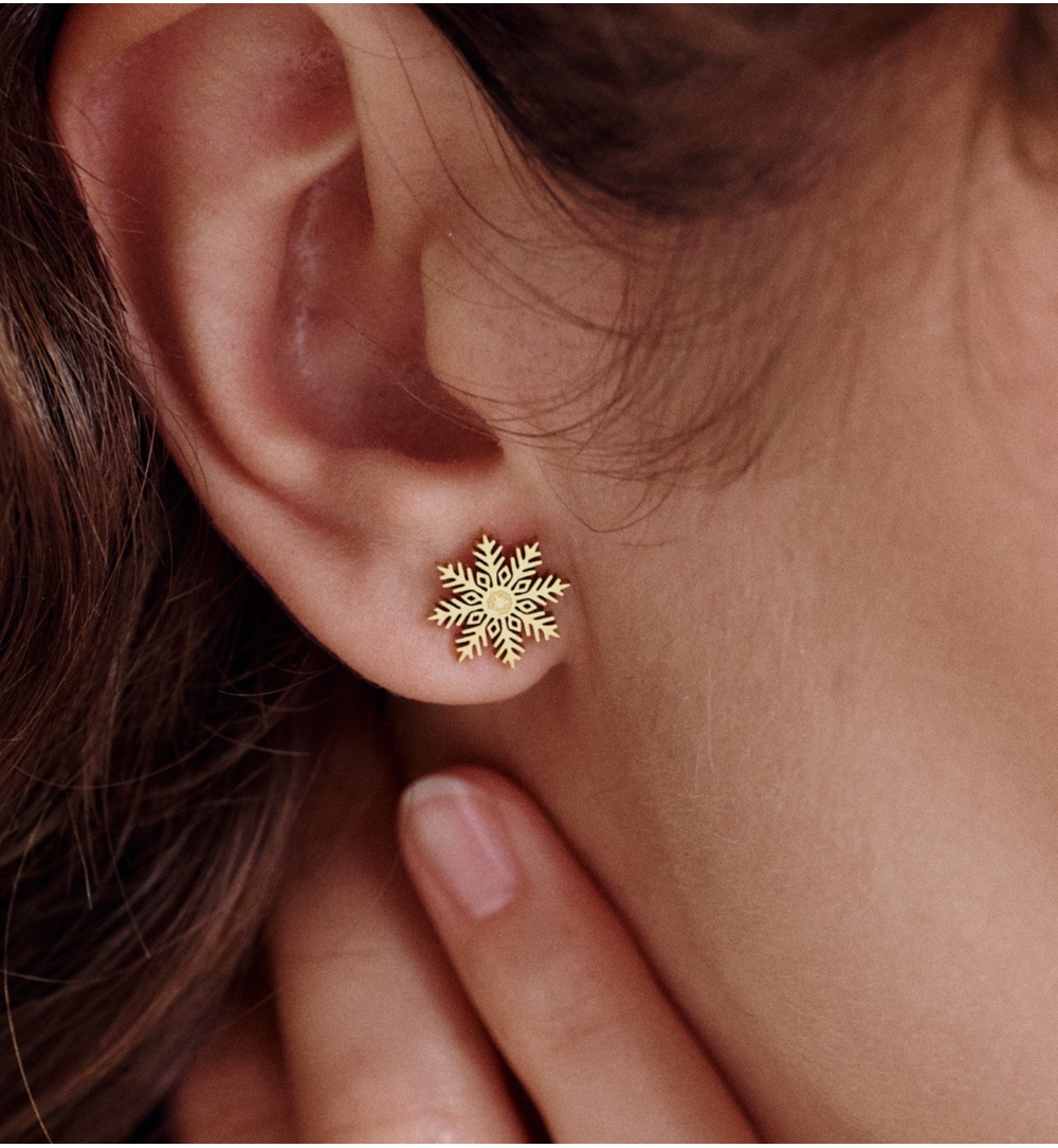 Kolczyki śnieżynki złote KSA2287
