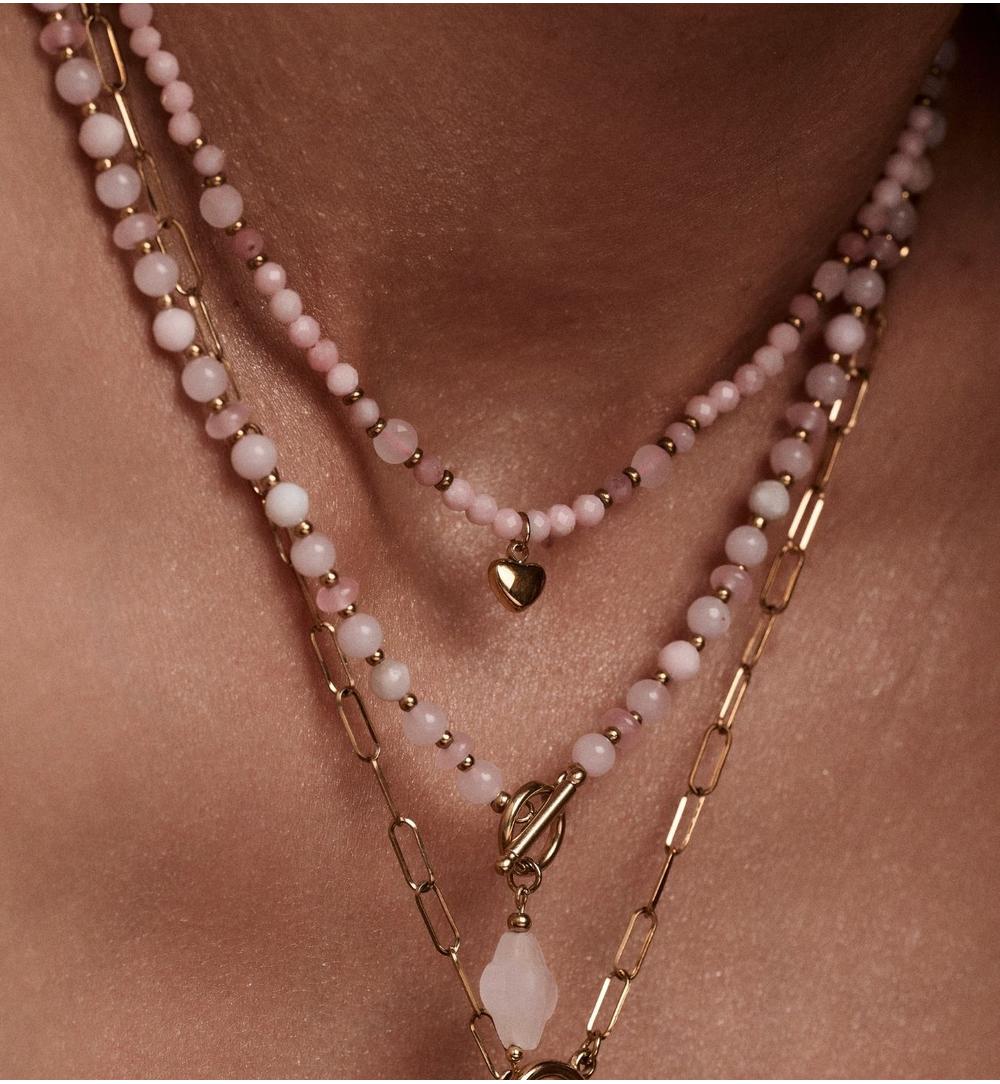 Zestaw biżuterii z kwarcem różowym i koniczynką ZN0230