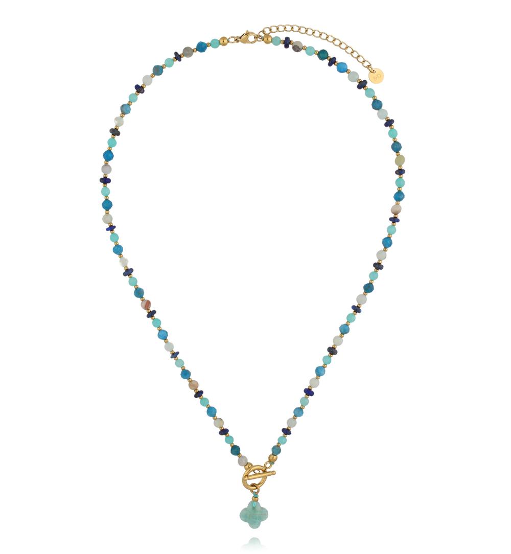 Zestaw naszyjników z kamieni naturalnych w odcieniach turkusu i błękitu ZN0207