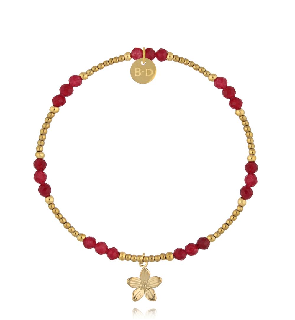 Bransoletka z jadeitu i zawieszką kwiatuszka BTW3529