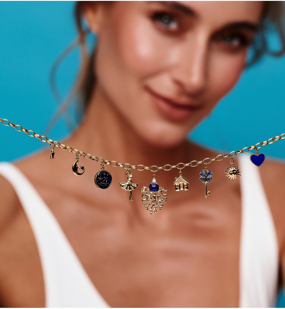 Naszyjnik ze złotymi zawieszkami NSY0733