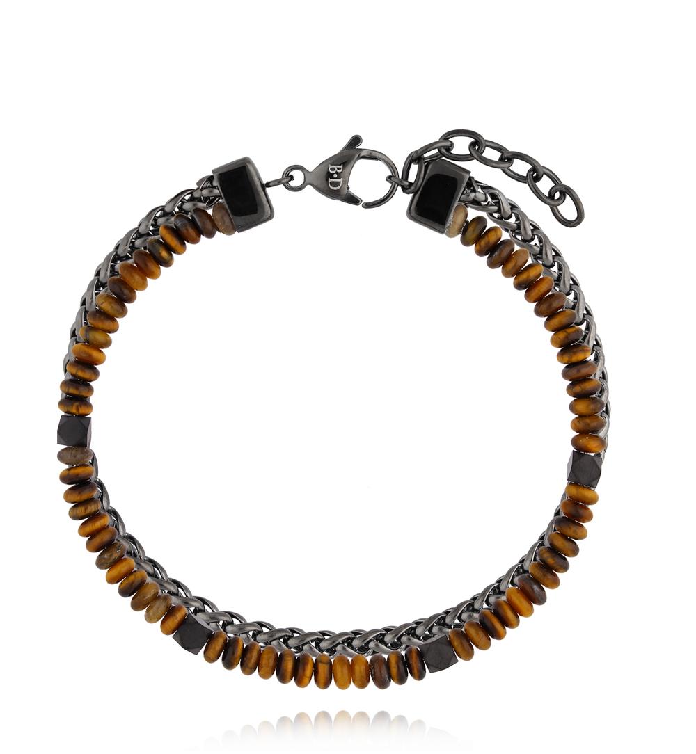 Zestaw męskich bransoletek z kamieni naturalnych i łańcuszka ZN0103