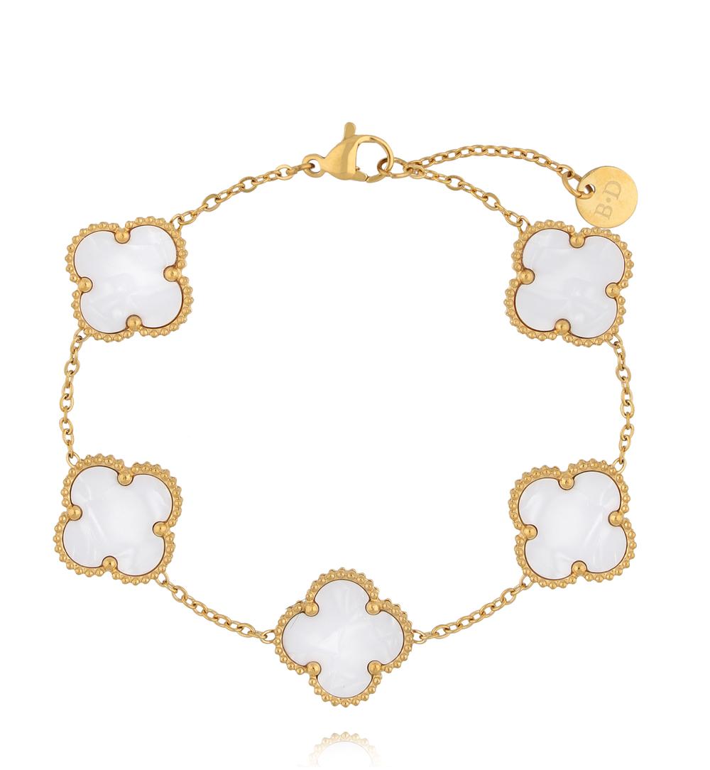 Zestaw biżuterii z białymi koniczynkami ZN0212