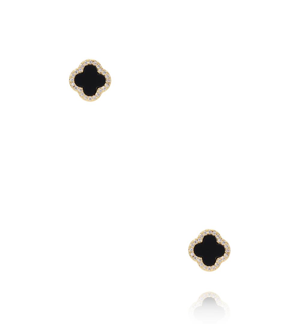 Zestaw złotych kolczyków z kolorowymi detalami i cyrkoniami KMB0037